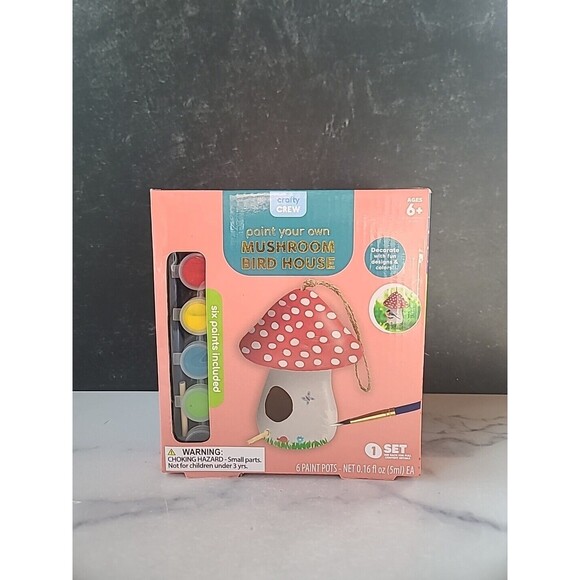 Crafty Crew Paint Your Own Mushroom Bird House - Picture 1 of 9